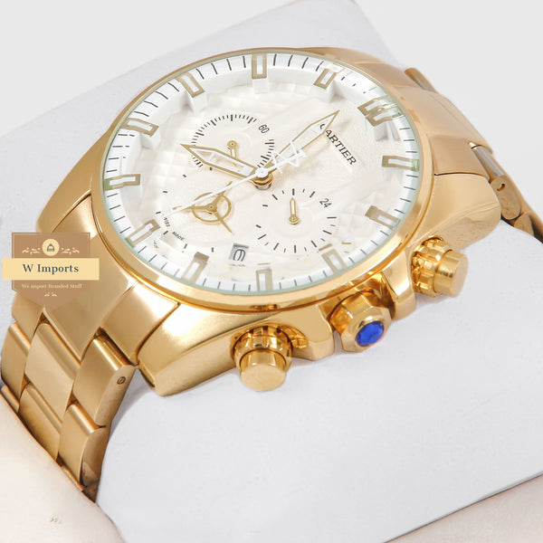 oos Latest Collection Chronograph Yellow Gold With White Dial