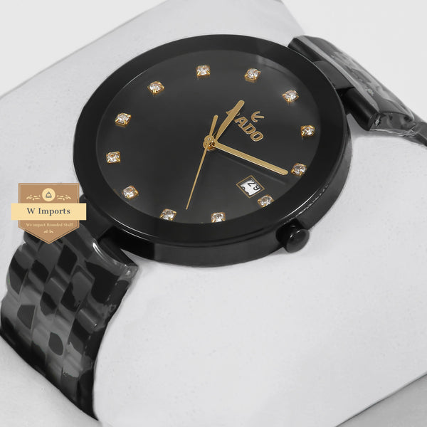 OOS Latest Collection Black Stainless Steel With Black Dial & Golden Figure