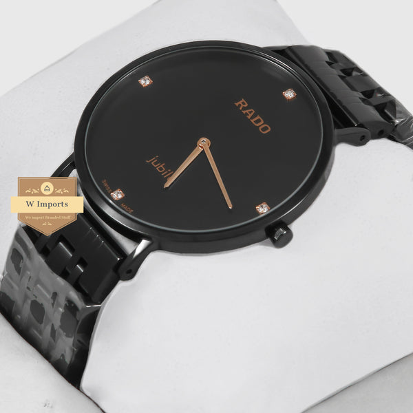 oos Latest Collection All Black Stainless Steel With Rose Gold Stone Figure