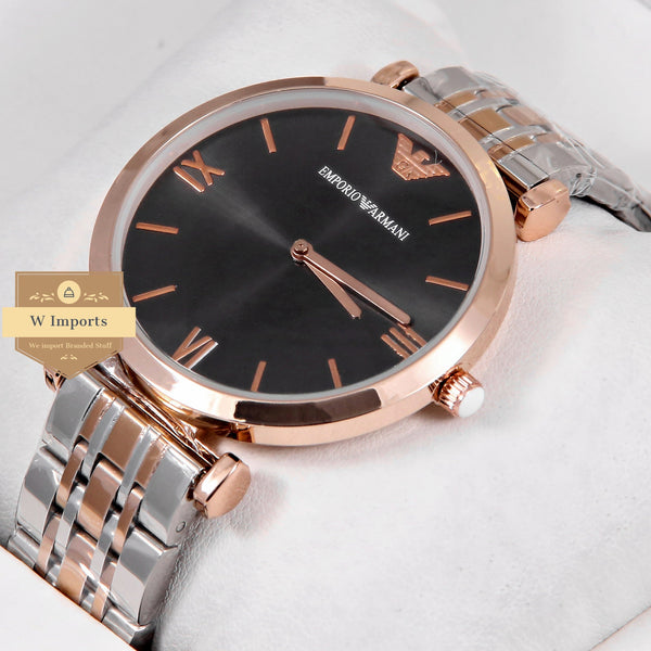 OOS Latest Collection Classic Two Tone Rose Gold With Black Dial