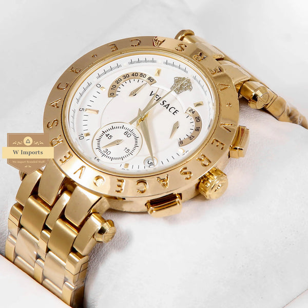 Latest Collection Chronograph Yellow Gold With White Dial Stainless Steel Watch