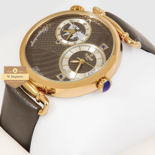 OOS Latest Collection Yellow Gold Case With Brown Dial & Brown Leather Strap