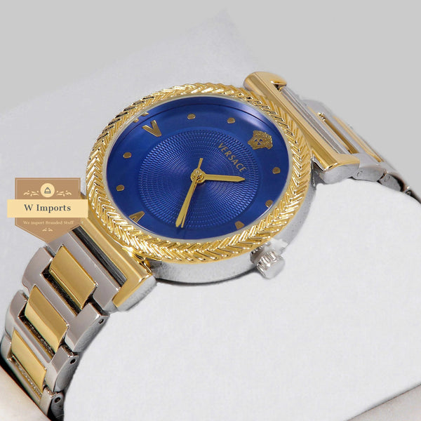 Latest Collection Yellow Gold Two Tone With Blue Dial Ladies Watch