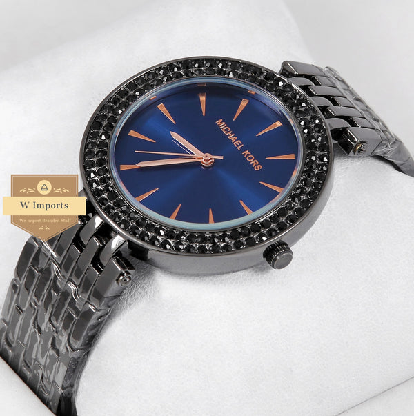 Latest Collection Black With Blue Dial & Black Stone Bezel Ladies Watch