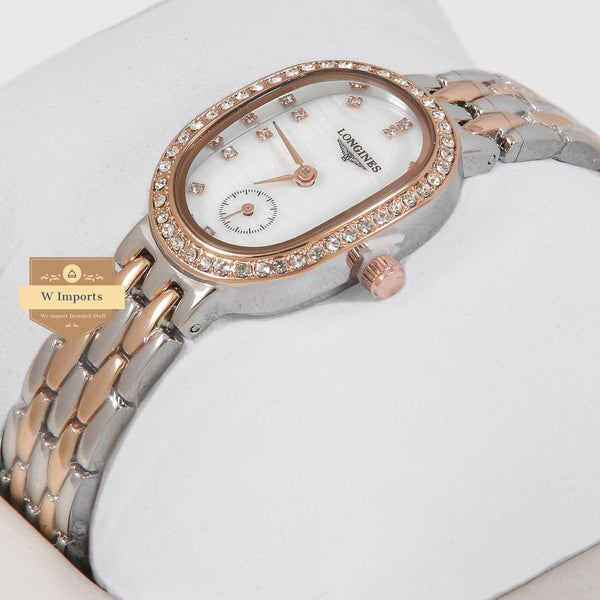 Latest Collection Downsecond Two Tone Rose Gold With White Dial Ladies Watch