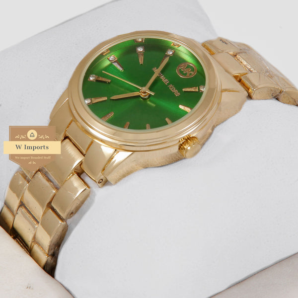 Latest Collection Yellow Gold With Green Dial Ladies Watch