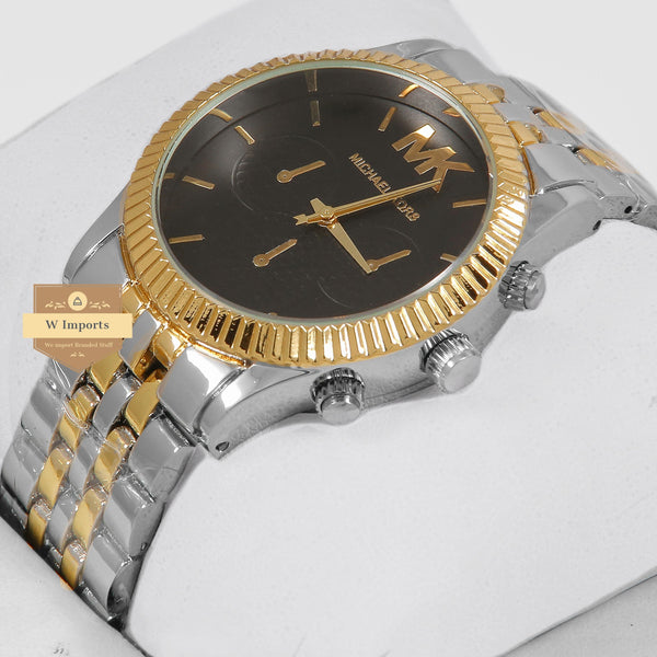 Latest Collection Two Tone Yellow Gold & Silver With Black Dial Ladies Watch
