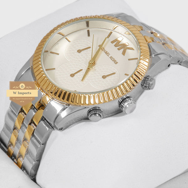 OOS Latest Collection Two Tone Yellow Gold & Silver Chain With White Dial Ladies Watch