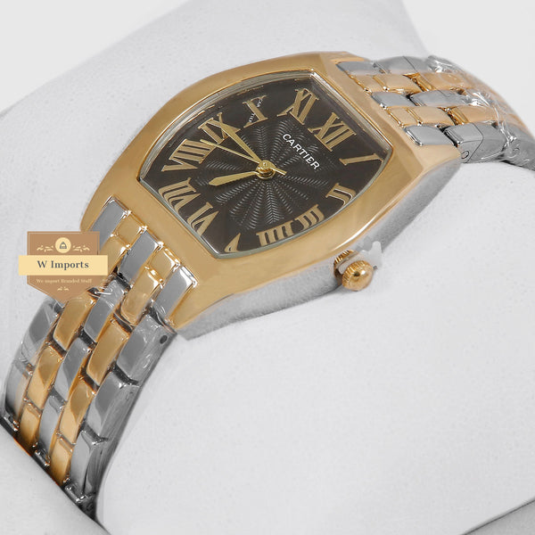 Latest Collection Two Tone Yellow Gold With Black Dial & Golden Inner Index Ladies Watch