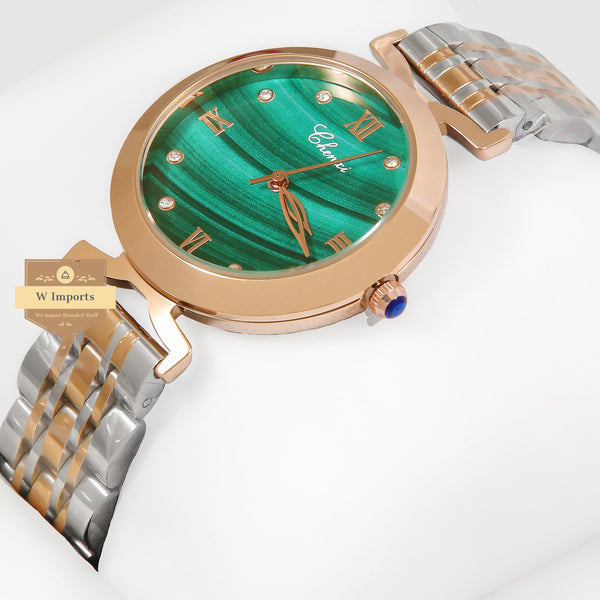 Latest Collection Chenxi Two Tone Silver & Rose Gold With Green Dial Ladies Watch