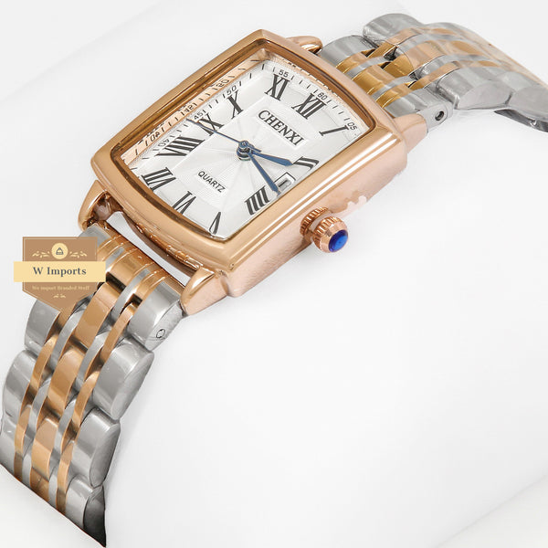 Latest Collection Chenxi Two Tone Rose Gold With White Dial Ladies Watch