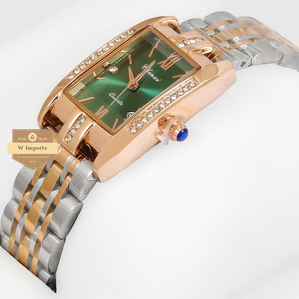 Latest Collection Chenxi Two Tone Rose Gold With Green Dial Ladies Watch