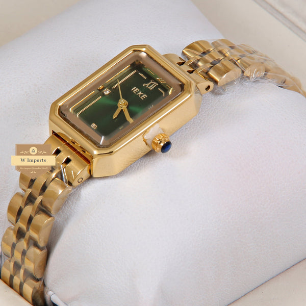 Latest Collection IEKI Yellow Gold With Green Dial Ladies Watch