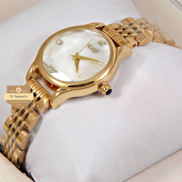 Latest Collection IEKI Yellow Gold With White Dial Ladies Watch