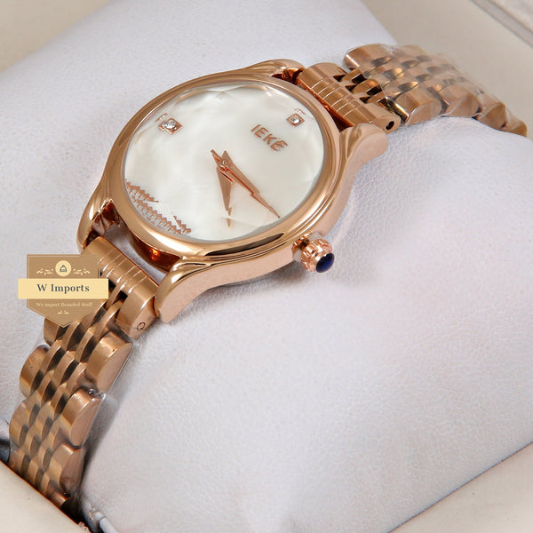 Latest Collection IEKI Rose Gold With White Dial Ladies Watch