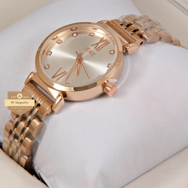 Latest Collection IEKI All Rose Gold With Dial & Stone Figure Ladies Watch