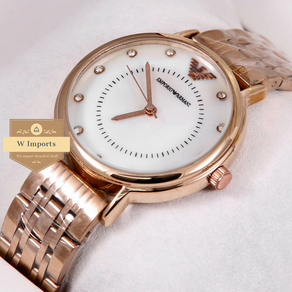 LATEST COLLECTION ROSE GOLD MOTHER OF PEARL WHITE DIAL LADIES WATCH