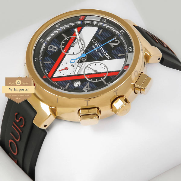Latest Collection Yellow Gold Case With Blue Dial & Black Rubber Strap